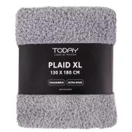 Plaid Gris Clair Today Teddy Fusain 130x180 cm vue 2