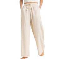 Pantalon fluide en Lin Écru Femme Roxy Lekeitio Break pas cher