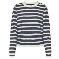Pull Rayure Marine/Écru Femme Vero Moda Fantastic Button vue 3