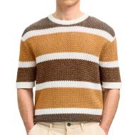 Pull Marron/Blanc Homme Selected 16097853 pas cher