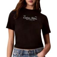 Camiseta negra de mujer Calvin Klein Jeans Classic Script barato