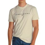 T-Shirt Écru Homme Tommy Hilfiger Reg Linear