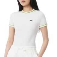 T-shirt Blanc Femme Lacoste Contrast Accent pas cher