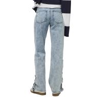 Jean Droit Bleu Femme Pieces Fenda vue 2