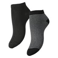 X2 Paires de Chaussettes Noires/Argent Femme Pieces Claura pas cher