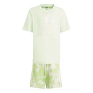 Ensemble survêtement Vert Enfant Adidas Short Tee Set pas cher