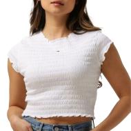Top Blanc Femme Tommy Hilfiger Slim Smock pas cher