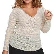 T-Shirt Manches Longues Femme Beige Vila Evoked Chikka
