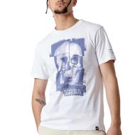 T-Shirt Blanc/Bleu Homme Kaporal BERTO pas cher