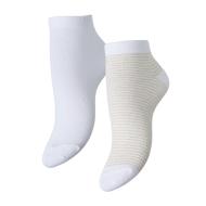 X2 Paires de Chaussettes Blanc/Doré Femme Pieces Claura pas cher