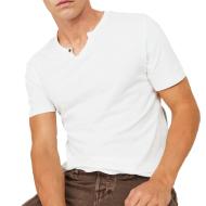 T-shirt Blanc Homme Jack & Jones Split Neck pas cher