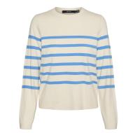 Pull Ecru/Bleu Femme Vero Moda Saba vue 3