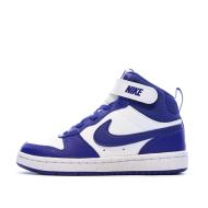 Baskets Blanches/Bleu Garçon Nike Court Borough Mid 2 pas cher