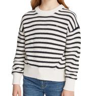 Pull Blanc/Marine Fille Tommy Hilfiger Essential pas cher