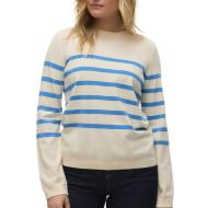 Pull Ecru/Bleu Femme Vero Moda Saba pas cher