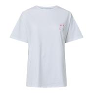 T-Shirt Blanc/Rose Femme Pieces Fasty pas cher