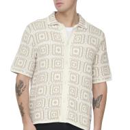 Chemise à Maille Ecru Homme Only & Sons Bart RLX 5 SS