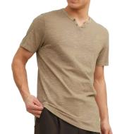 T-shirt Beige Homme Jack & Jones Split Neck