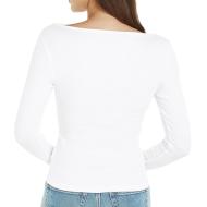 T-shirt Manches Longues Blanc Femme Tommy Hilfiger Button vue 2