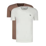 Lot de 2 T-shirts Beige/Blanc Homme Calvin Klein Jeans Monologo pas cher