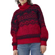 Pull Rouge/Noir Femme Noisy May Roll Neck