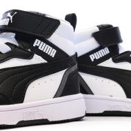 Weiß/schwarze Puma Rebound Sneaker für Jungen Ansicht 7