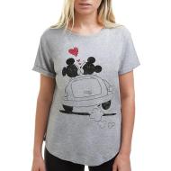 T-Shirt Gris Femme Disney Mickey & Minnie Hearts pas cher