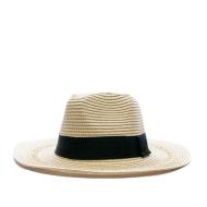 Chapeau Beige/Noir Femme Emeraude Fedora pas cher