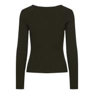 T-Shirt Manches Longues Kaki Femme Pieces Kalu vue 2