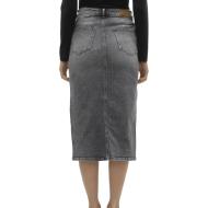 Jupe en Jean Longue Gris Femme Vero Moda Calf Denim Skirt vue 2