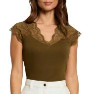 T-Shirt Kaki Femme Morgan Dentelle Deli pas cher