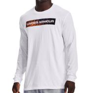 T-shirt Blanc Manches Longues Homme Under Armour Wordmark Print pas cher