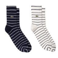 Lot de 2 paires de Chaussettes Blanches/Marines Homme/Femme Lacoste RA7869 pas cher