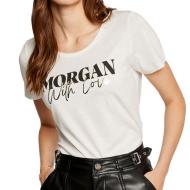 T-shirt Blanc Femme Morgan Serigraphie 241-DUNE-OFF