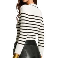 Gilet Rayures Ecru/Noir Femme Morgan MAEL vue 2