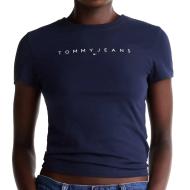 T-shirt Marine Femme Tommy Hilfiger Linear DW0DW18398