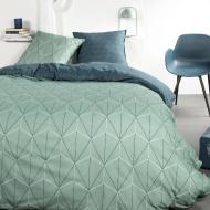 Parure de lit Vert/Bleu 220X240cm Coton 57 Fils Today Sunshine pas cher