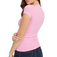 T-shirt Rose Femme Guess Mini Triangle-W1YI1A vue 2
