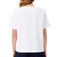 T-Shirt Blanc Femme Lacoste Relaxed vue 2