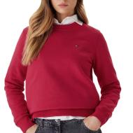 Sweat Rose foncé Femme Tommy Hilfiger Flag Crew pas cher