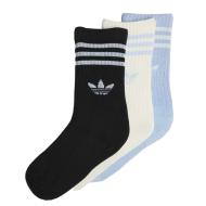 3x Paires de Chaussettes Noires/Bleu/Blanches Fille Adidas Crew Sock pas cher