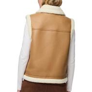 Veste Bombardier Sans Manches Camel Femme Pieces Janelle Teddy vue 2