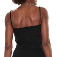 Top Noir Femme Calvin Klein Jeans Rib Cropped Strappy vue 2