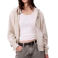 Sweat Zippé Gris Femme Calvin Klein Jeans Monologo French pas cher