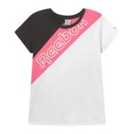 T-shirt Blanc/Rose Fille Reebok Diagonal pas cher
