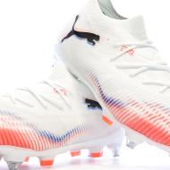 Zapatillas de fútbol blancas/naranjas para hombre Puma Future 8 Match ver 7