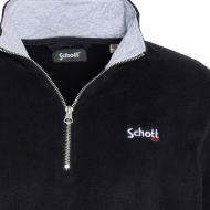 Sweat Polaire Noir Homme Schott Half Zipped vue 3