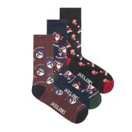 Chaussettes de Noël Noir/Marine/Bordeaux Mixte Jack & Jones Santa pas cher