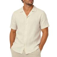 Camisa beige para hombre de Paname Brothers, de lino Ficelle