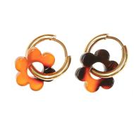 Boucles Oreilles Marron Ecaille Femme Clio Blue Fleurs 14mm
